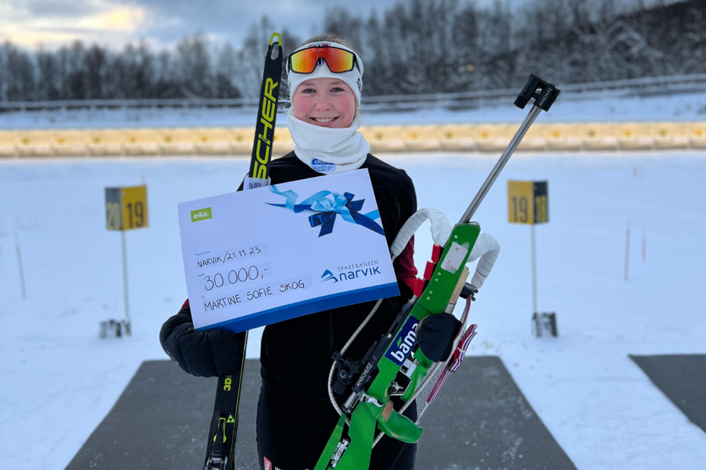 Martine Skog på skytterbanen med talentstipend