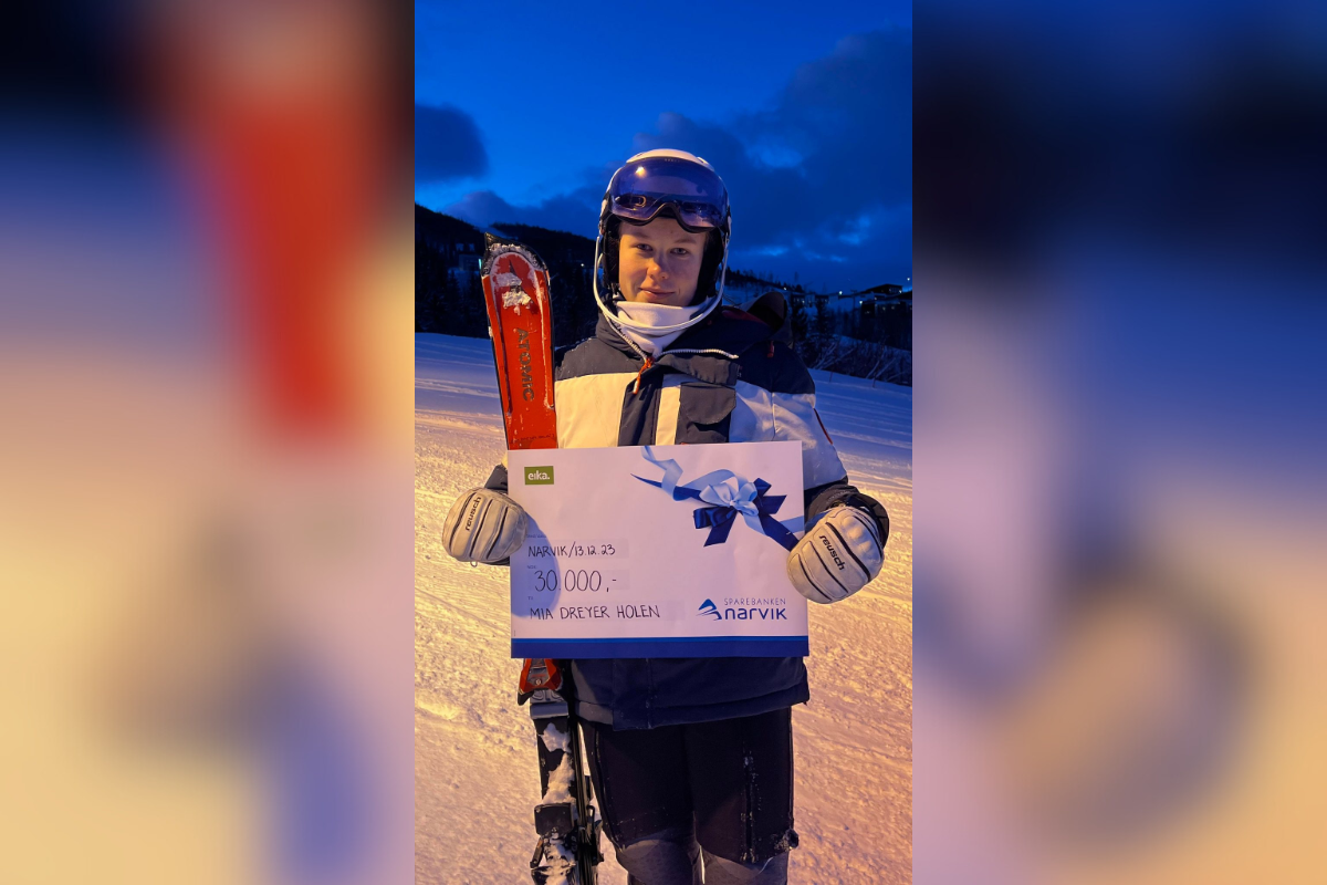 Mia Dreyer Holen med Talentstipend fra Sparebanken Narvik