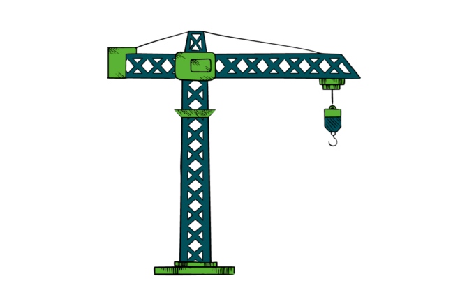 Illustrasjon av grønn byggekran