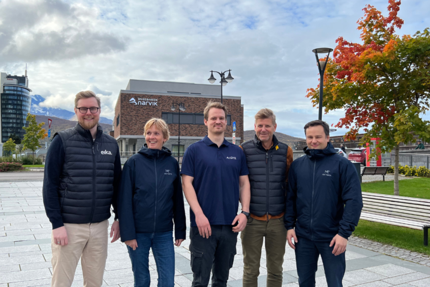 Benjamin, Tone, Håkon, Hugo og Dagfinn i Sparebanken Narvik